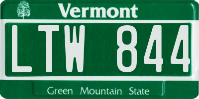 VT license plate LTW844