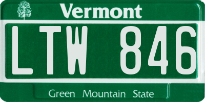 VT license plate LTW846