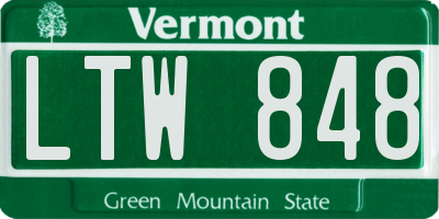 VT license plate LTW848