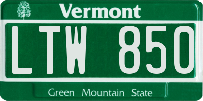 VT license plate LTW850