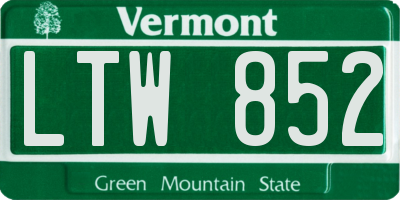 VT license plate LTW852