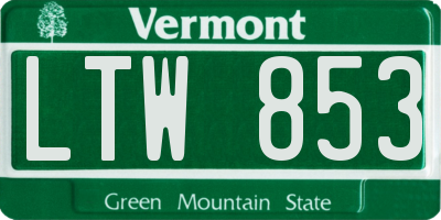 VT license plate LTW853