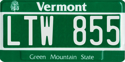 VT license plate LTW855