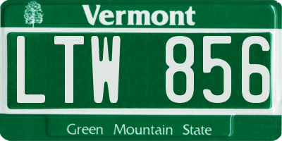 VT license plate LTW856