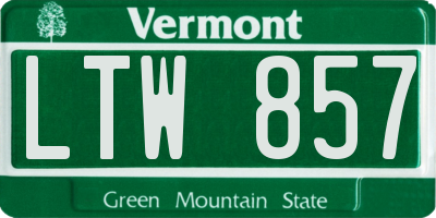 VT license plate LTW857