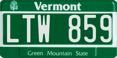 VT license plate LTW859