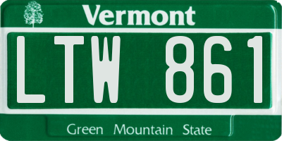 VT license plate LTW861