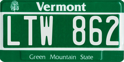 VT license plate LTW862