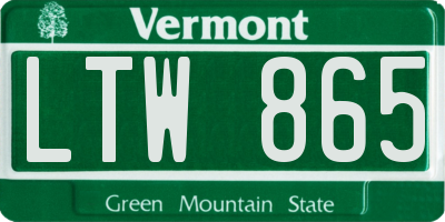 VT license plate LTW865
