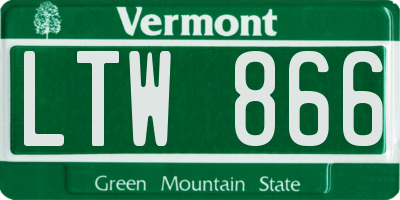 VT license plate LTW866