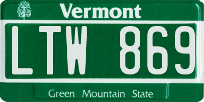 VT license plate LTW869