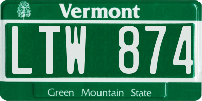 VT license plate LTW874