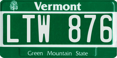 VT license plate LTW876