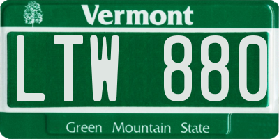 VT license plate LTW880