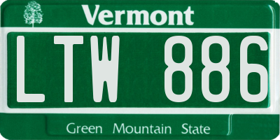 VT license plate LTW886