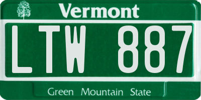 VT license plate LTW887