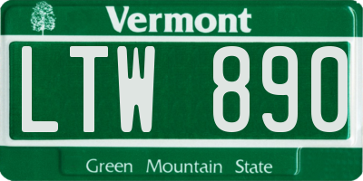 VT license plate LTW890