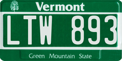 VT license plate LTW893