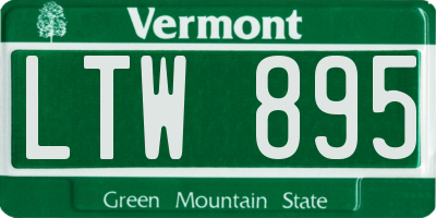 VT license plate LTW895