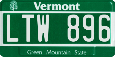 VT license plate LTW896