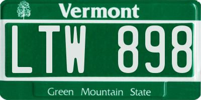 VT license plate LTW898