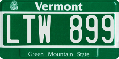 VT license plate LTW899