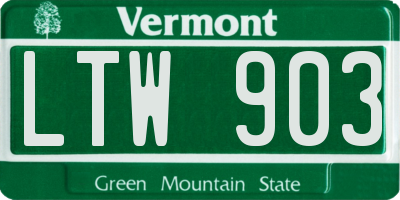 VT license plate LTW903