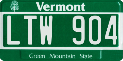 VT license plate LTW904