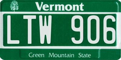 VT license plate LTW906