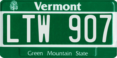 VT license plate LTW907