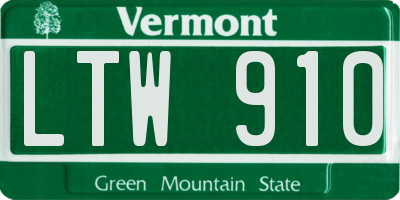 VT license plate LTW910