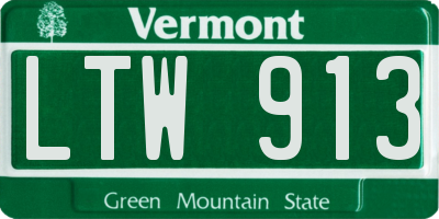 VT license plate LTW913