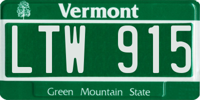 VT license plate LTW915