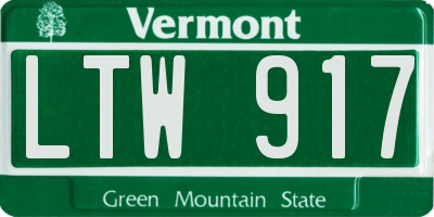 VT license plate LTW917