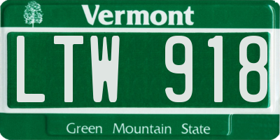 VT license plate LTW918