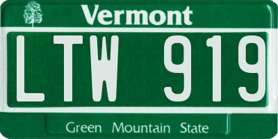 VT license plate LTW919