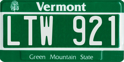 VT license plate LTW921