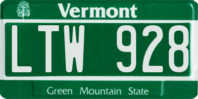 VT license plate LTW928