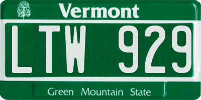 VT license plate LTW929