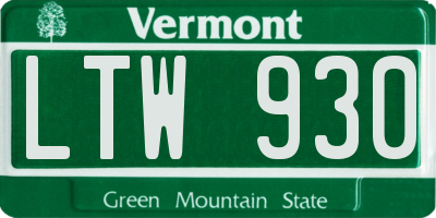 VT license plate LTW930