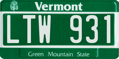 VT license plate LTW931
