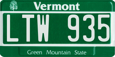 VT license plate LTW935