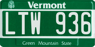 VT license plate LTW936