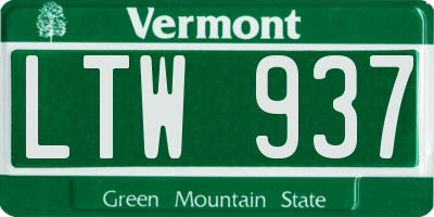 VT license plate LTW937
