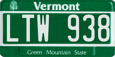VT license plate LTW938