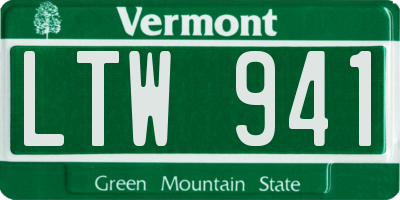 VT license plate LTW941