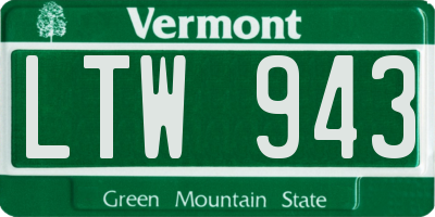 VT license plate LTW943