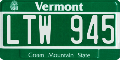 VT license plate LTW945