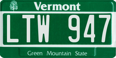 VT license plate LTW947