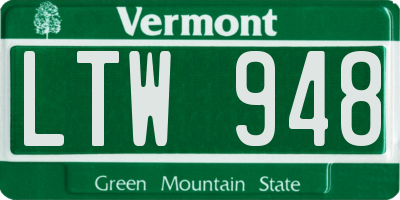 VT license plate LTW948